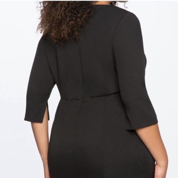 Eloquii Black Sweatheart neckline Sheath Dress Size 22 3/4 sleeve Midi - Picture 2 of 13